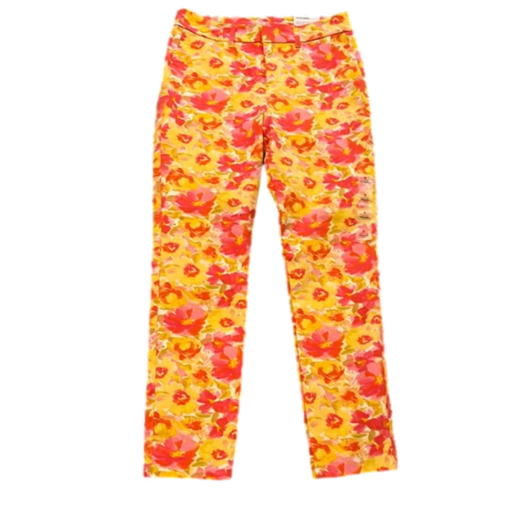 Old navy pink floral pixie skinny high rise ankle pants